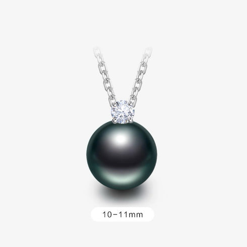 Tahitian Pearl Sasha Zirconia Necklace in Sterling Silver